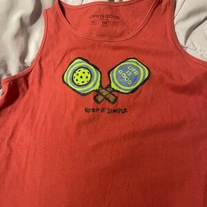 Life Is Good Coral-Red Crew Tank